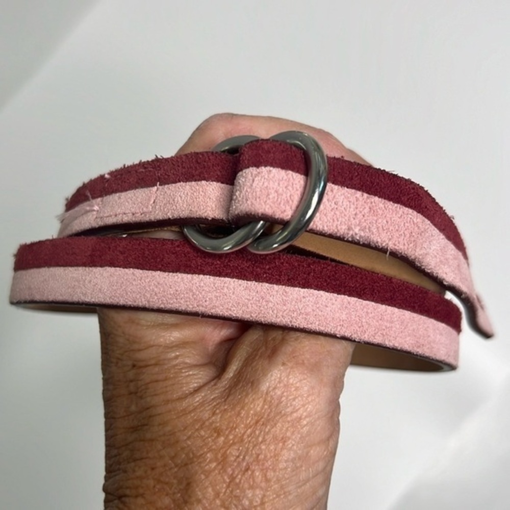 Ann Taylor 2 tone pink suede leather skinny belt size medium